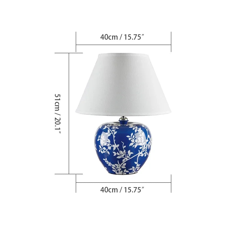 Modern Blue Ceramic Table Lamp Creative Vintage LED Desk Light for Decorative    Bedside