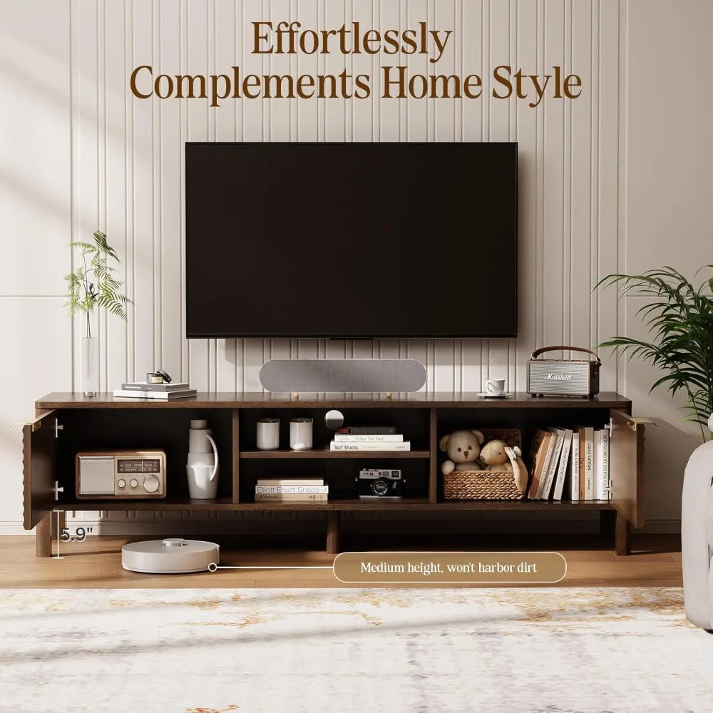 TV Stand for Living Room - up to 65 Inch TVs Mid Century Modern Entertainment Center with Storage and Adjustable Shelves, Media