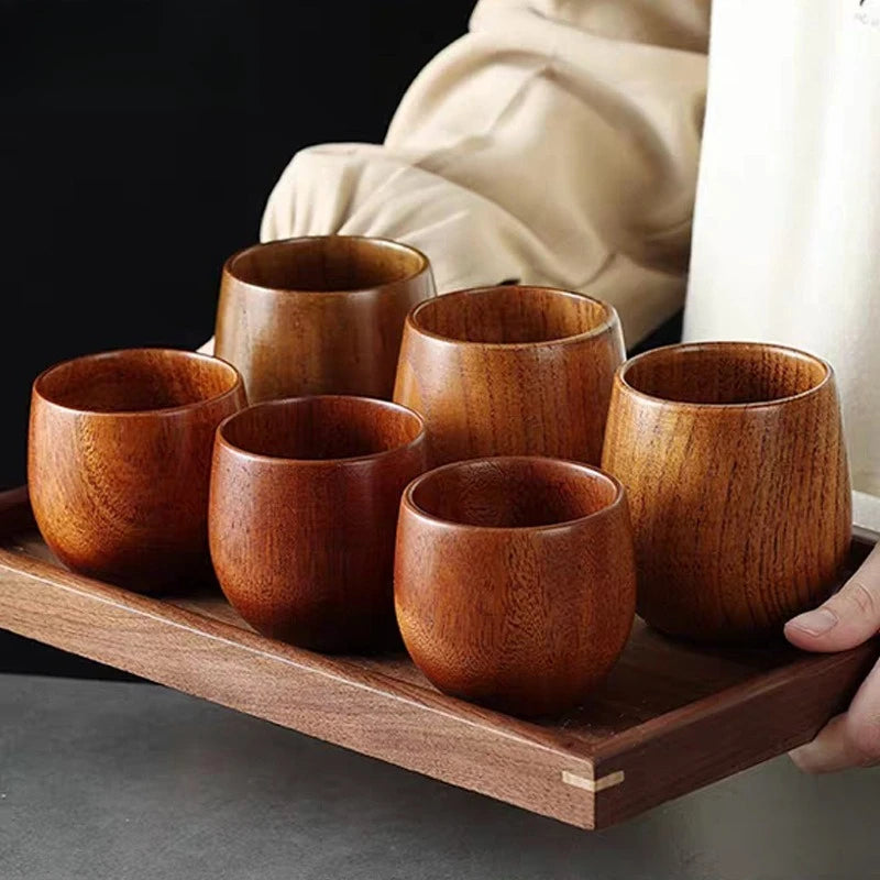 Elegant Solid Wood Teacup – New Chinese Style Anti-Scalding Water Cup