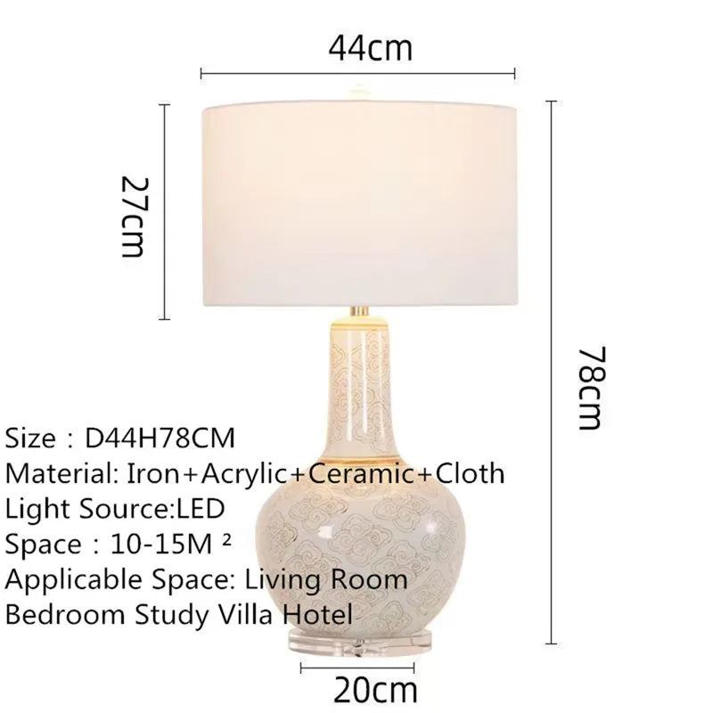 Contemporary Luxury Ceramic Table Lamp LED American Creativity Living Room Bedroom Study Villa Hotel Bedside Desk Light