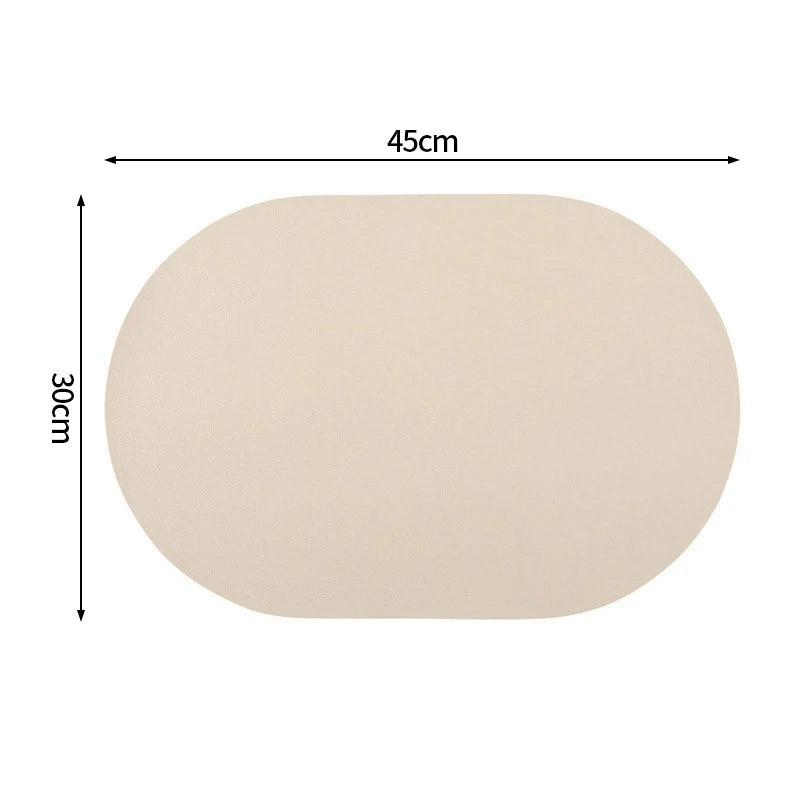 Oval Kitchen Placemats Faux Leather Table Coffee Mats Oil-Proof Waterproof Kitchen Place Mats Dining Home Kitchen Table Decor
