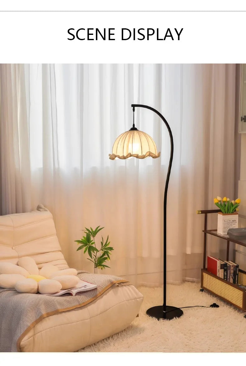 Nordic Linen Fabric Led Floor Lamps Living Room Sofaside Atmosphere Lights Home Lighting Bedroom Bedside Lustre Lamp Fixtures