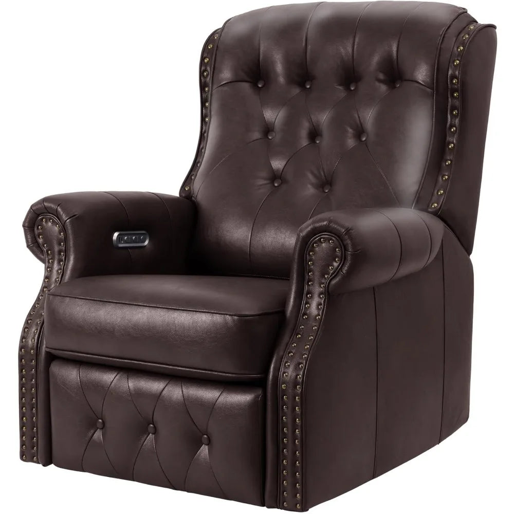 Dual Motor Lay Flat Power Recliner Chair, Mid Century Wingback Recliner with Independent Adjustable Backrest and Extended
