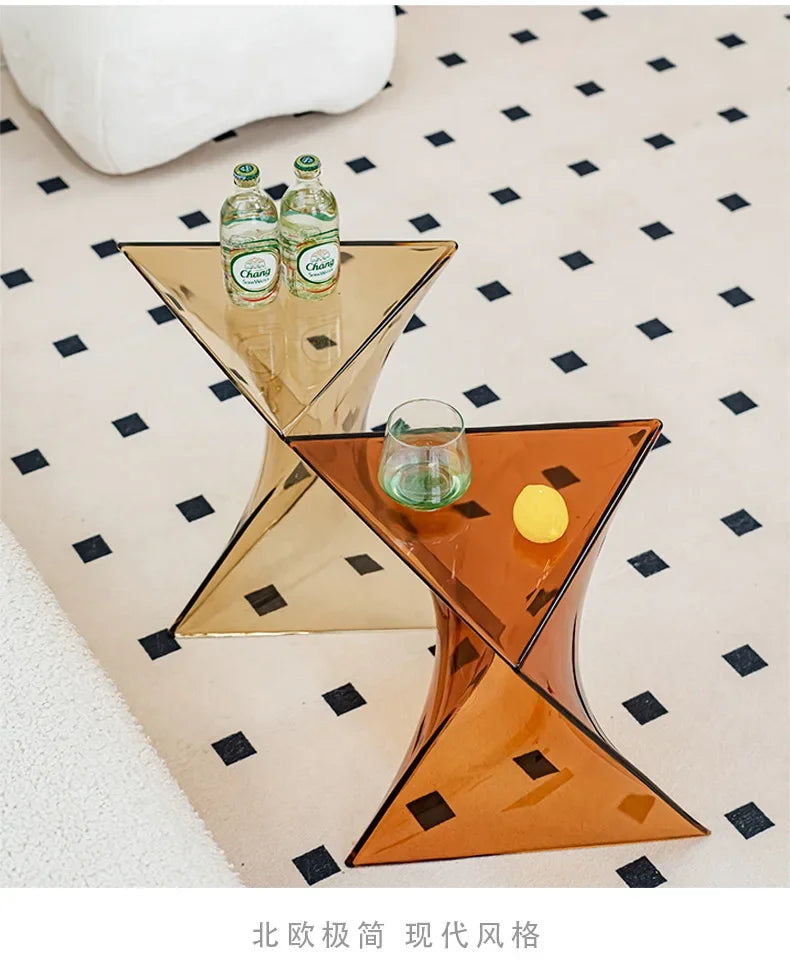 Light Luxury Coffee Table for Home, Transparent Acrylic Sofa Side Table, Designer Small Apartment Simple Bedside Table