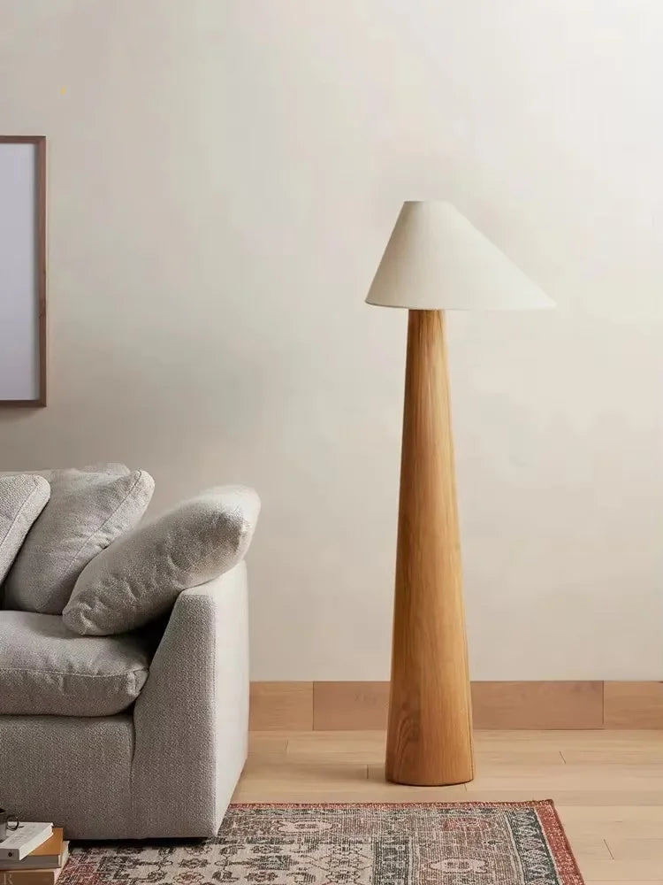 Conical Oak Floor Lamp Wabi Sabi Retro Floor Lamp Living Room Bedroom Study Solid Wood Desk Lamp Bedside Lamp Home Decoration