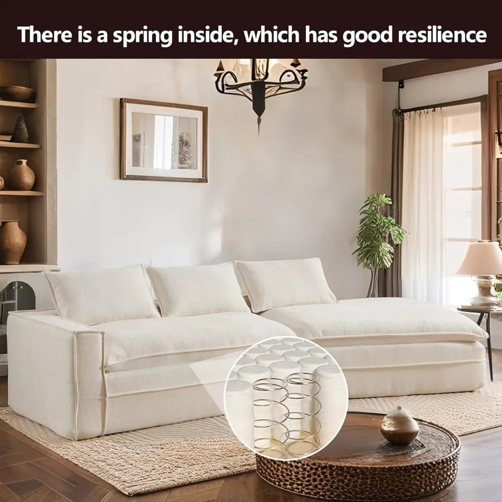 Oversized Deep Seat Cloud Couch-4-Seater Boneless Sectional Sofa for Living Room, Ready-to-Relax Large Modern Sofa