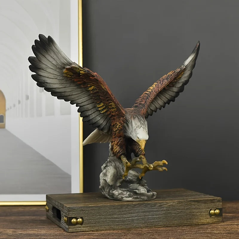 1pc Modern Abstract Resin Eagle Statue Majestic Winged Creature Intricate Detailing Living Room Office Decor Gift 18.5cm