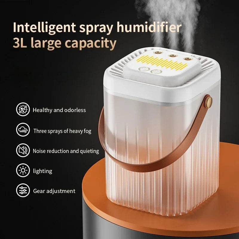 3L Air Humidifier 3 Nozzles Smart Cool Mist Humidifier For Home Bedroom Office night light USB Humidifier Diffuser