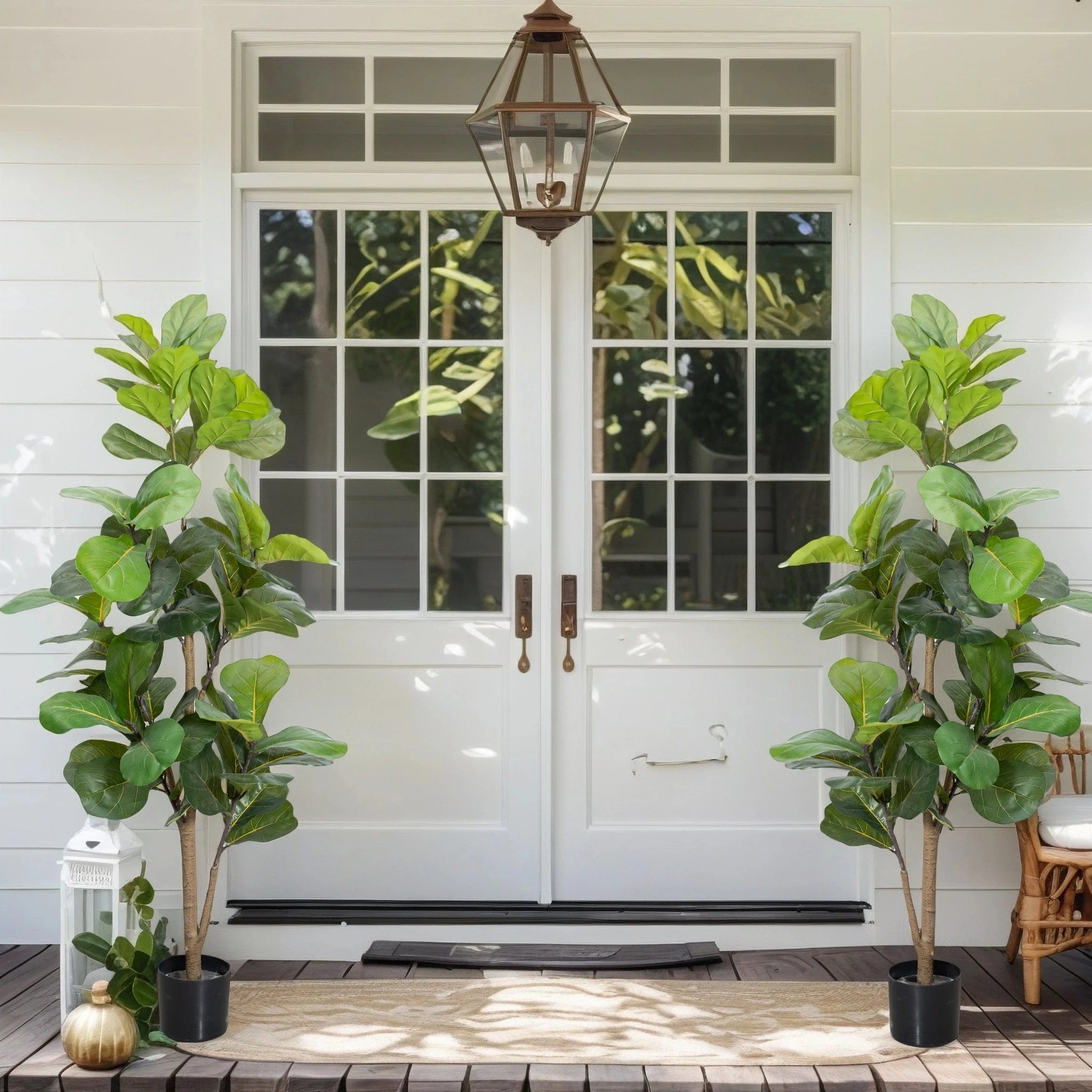 150cm Large Artificial Ficus Tree Artificial Plant Faux Fiddle Leaf Fig Tree for Room Home & Office Indoor&Outdoor Decoration