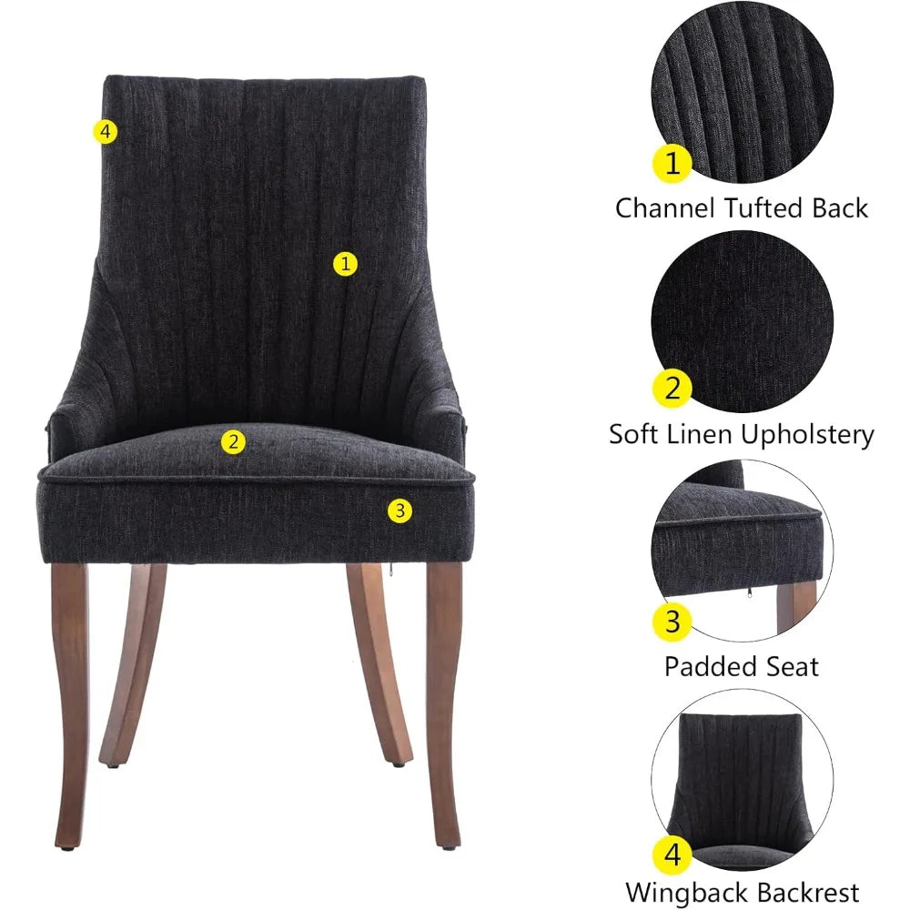 Channel-Tufted Accent Chairs – Set of 2 Upholstered Fabric Armchairs