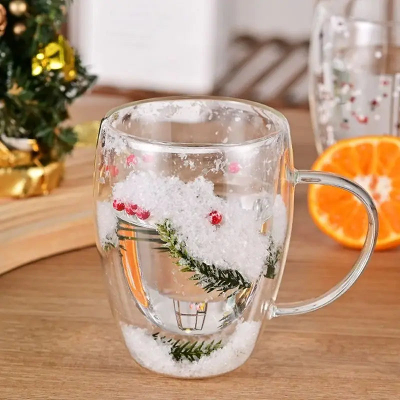 250/350ml Christmas Double Wall Glass Mugs Set Of 2 Heat-resistant Espresso Cup Milk Beverages Coffee Mugs For Holiday Gifts