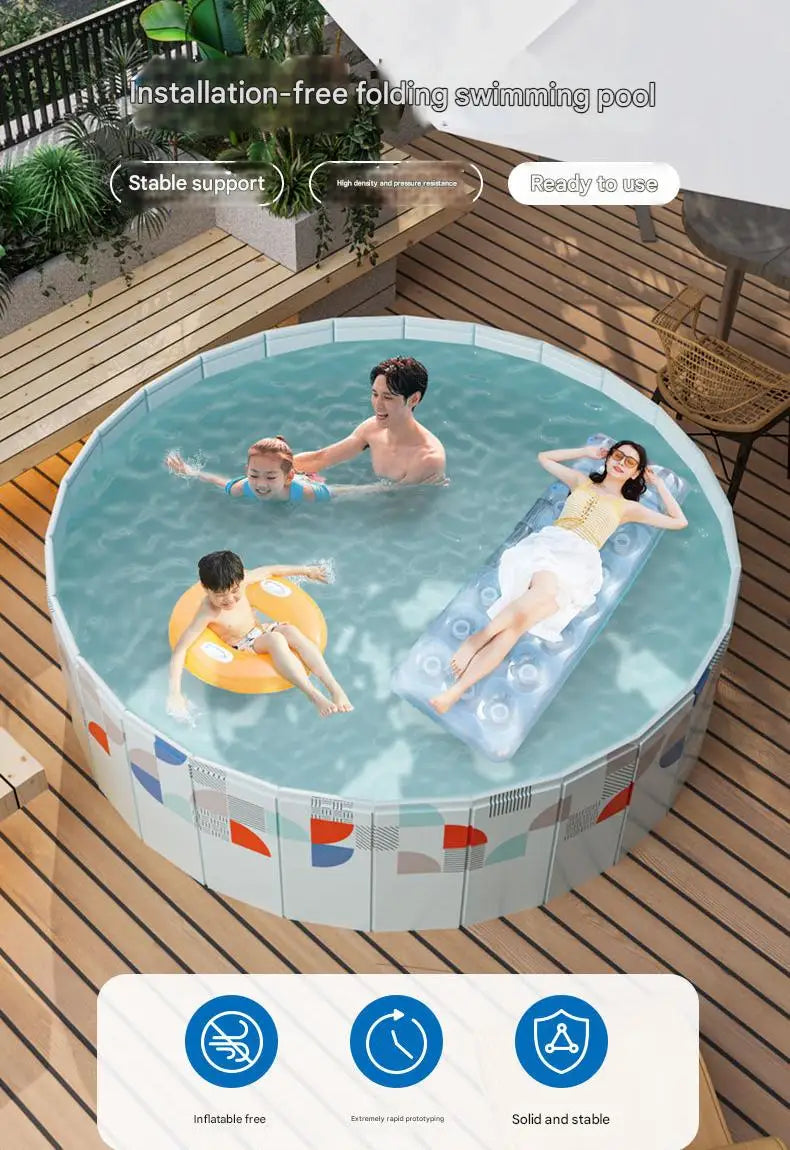 PVC Foldable Non-Inflatable Swimming Pool – Family & Pet Outdoor Pool