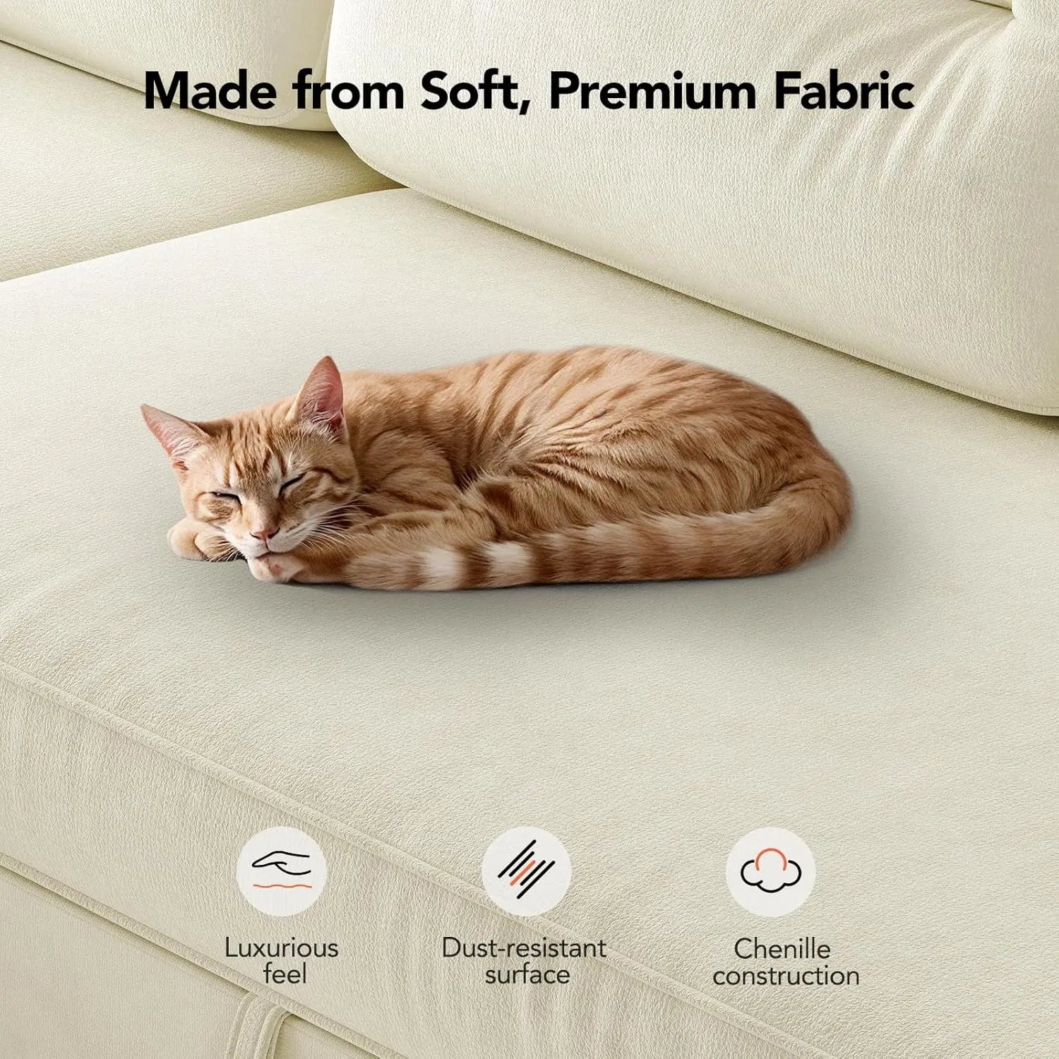 Sectional Sofa Bed with Reversible Storage Chaise, Pull Out Couch Bed Convertible Cloud Chenille Couch with USB Charging & Side