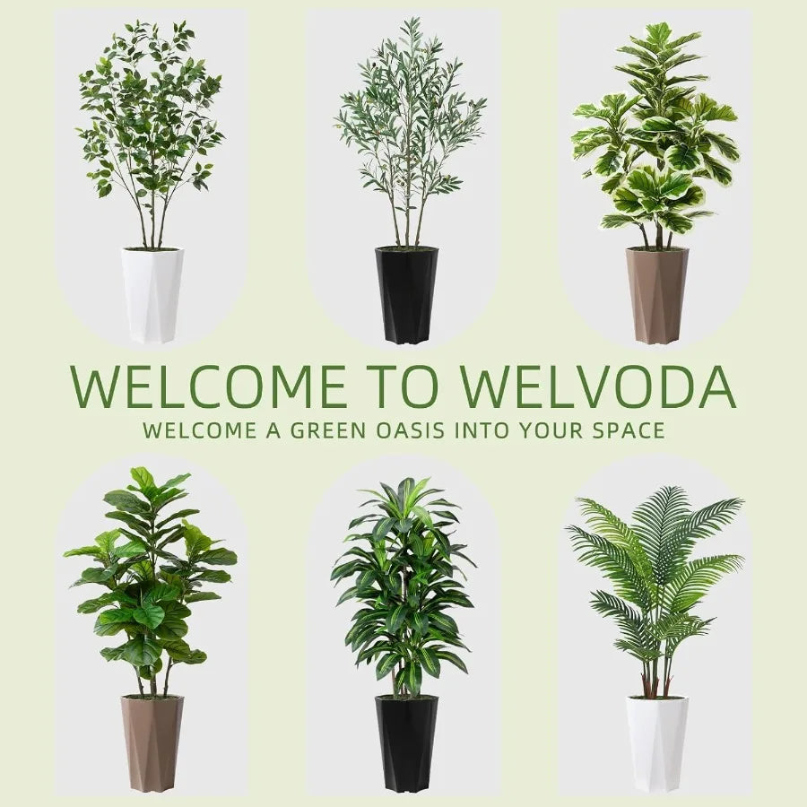 Artificial Palm Plant Indoor 5FT Fake Tree with White Diamond Planter Faux Tropical Areca Tall Fake Floor Plant in Pot Artifici