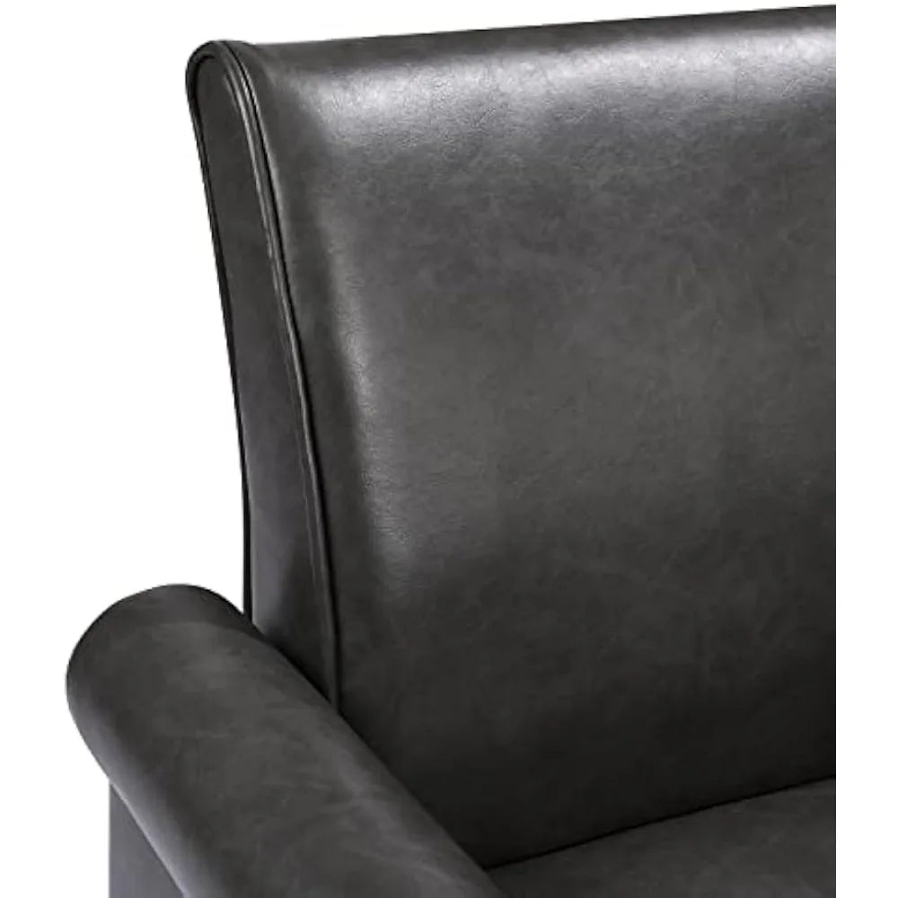 Faux Leather Accent Chair – Modern Club Armchair in Grey