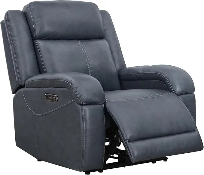 Genuine Leather Power Recliner Chairs for Adults, Wall Hugger RV Recliner with Power Headrest & Charging Ports,Electric Recliner