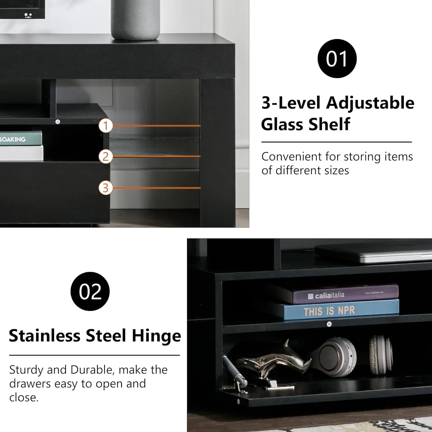 63-Inch Multifunctional TV Cabinet TV Support Shelf Storage Cabinet With Multi-Color Lighting Strip