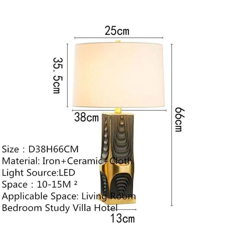 Contemporary Luxury Ceramic Table Lamp LED American Creativity Living Room Bedroom Study Villa Hotel Bedside Desk Light