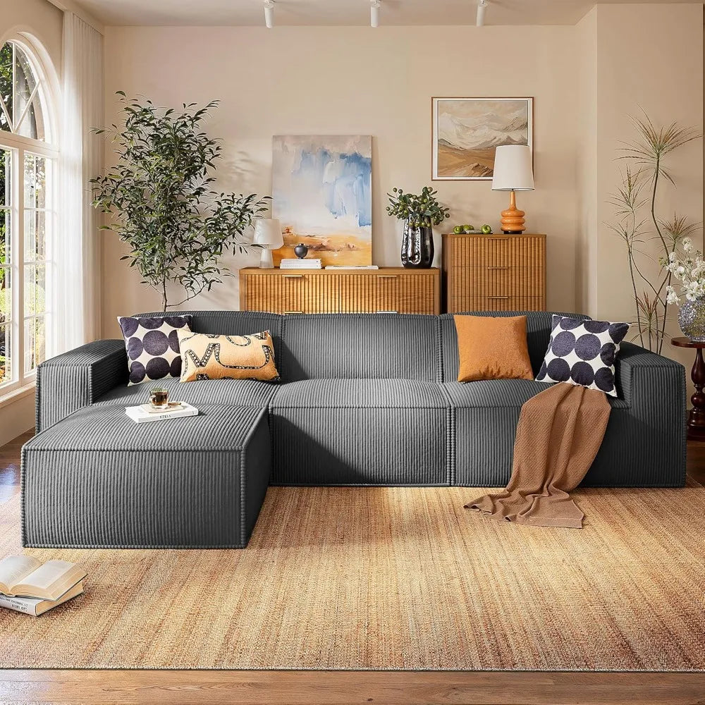 Modular Sectional Sofa, 111" L-Shaped Modular Sectional Couch with Deep Seat, Freely Combinable Sectional Clound Sofa fo