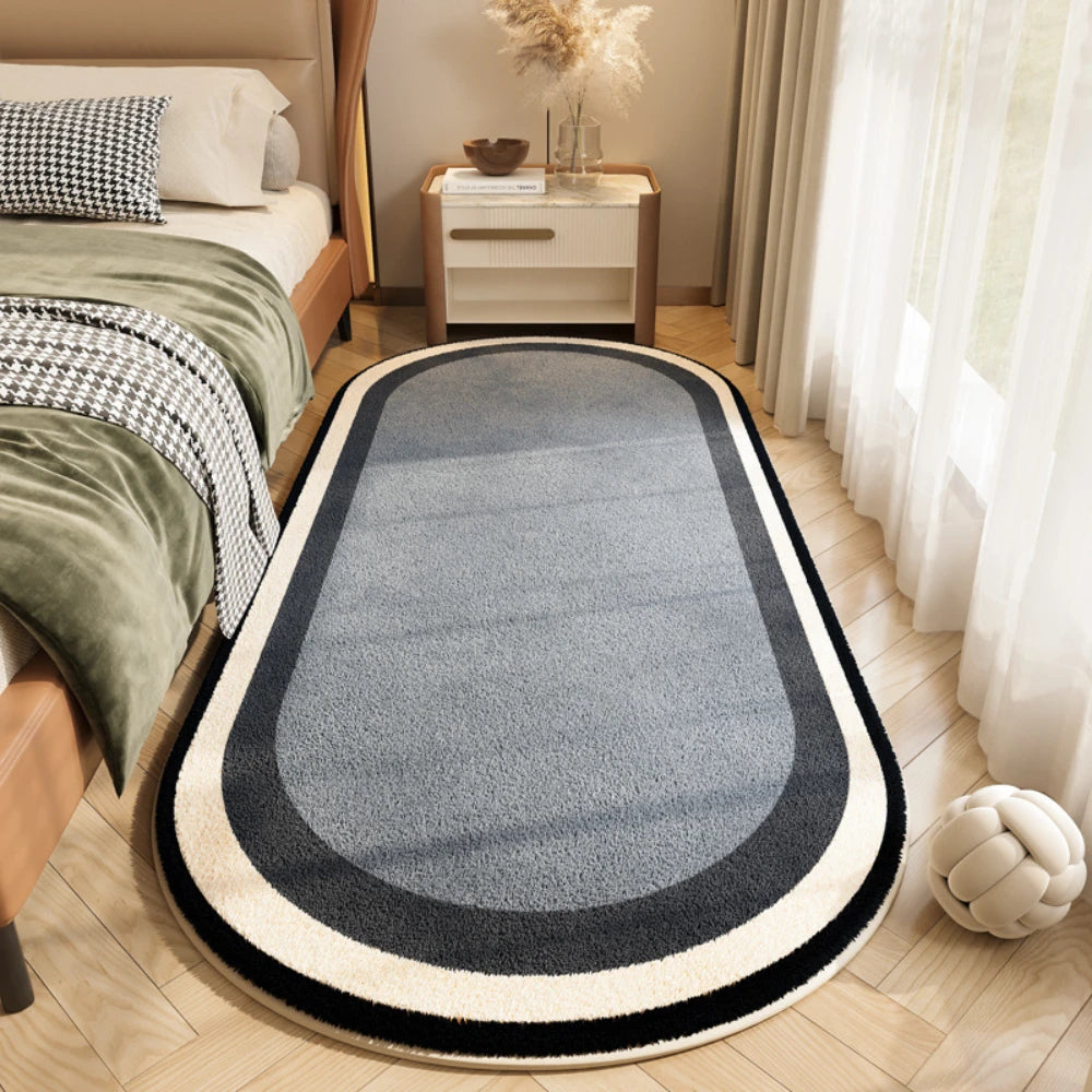 VIKAMA Rug For Bedroom Flannel Simple Solid Color Cream Wind Strip Bedroom Bedside Carpet Anti-Fouling Bay Window Anti-Skid Mat