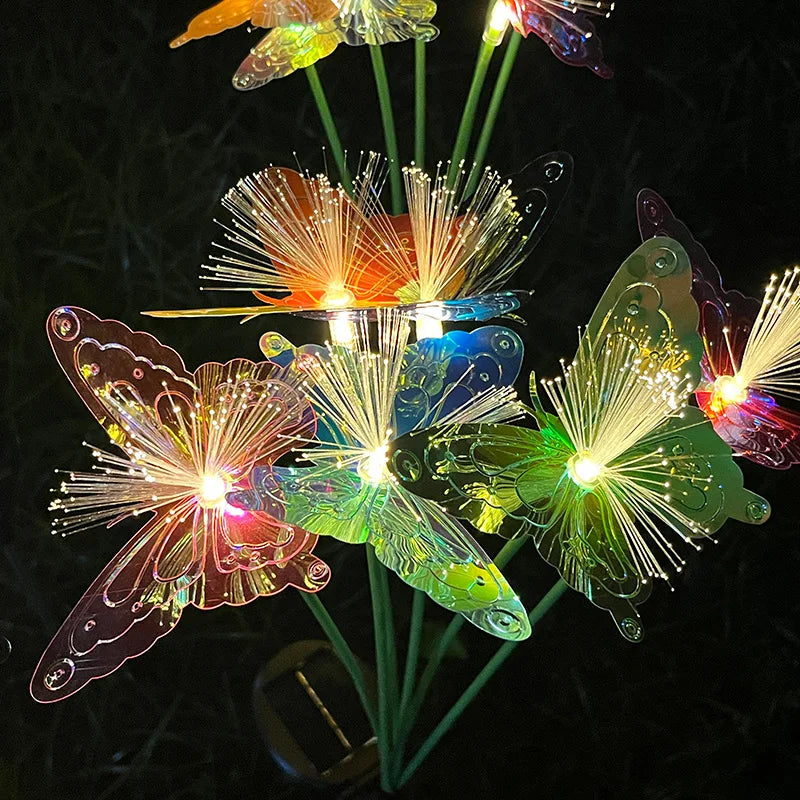 1PC Solar LED Fiber Optic 6 Head Butterfly Light Outdoor Decoration Lawn Light Garden Atmosphere Decoration Light