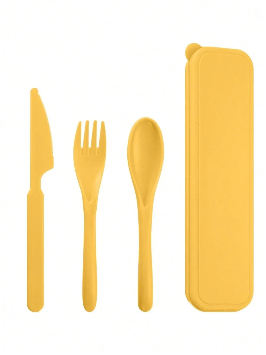 1pcs Plastic knife, fork and spoon cutlery set, reusable, portable cutlery, suitable for school, outdoor, camping, office