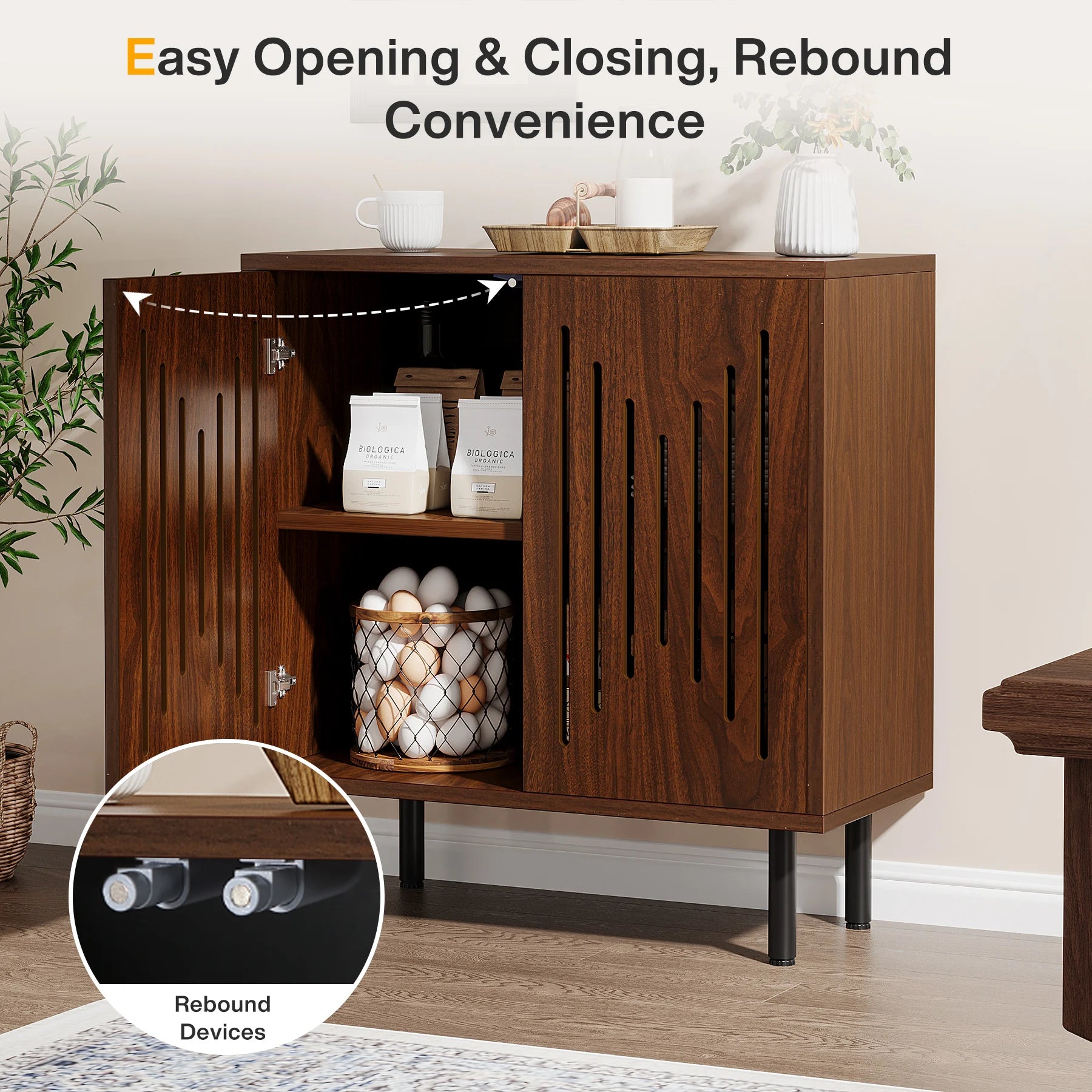 Tribesigns Vintage Storage Cabinet Set of 2, 59" Sideboard Buffet with Storage, Farmhouse Buffet Sideboard Cabinet with Doors