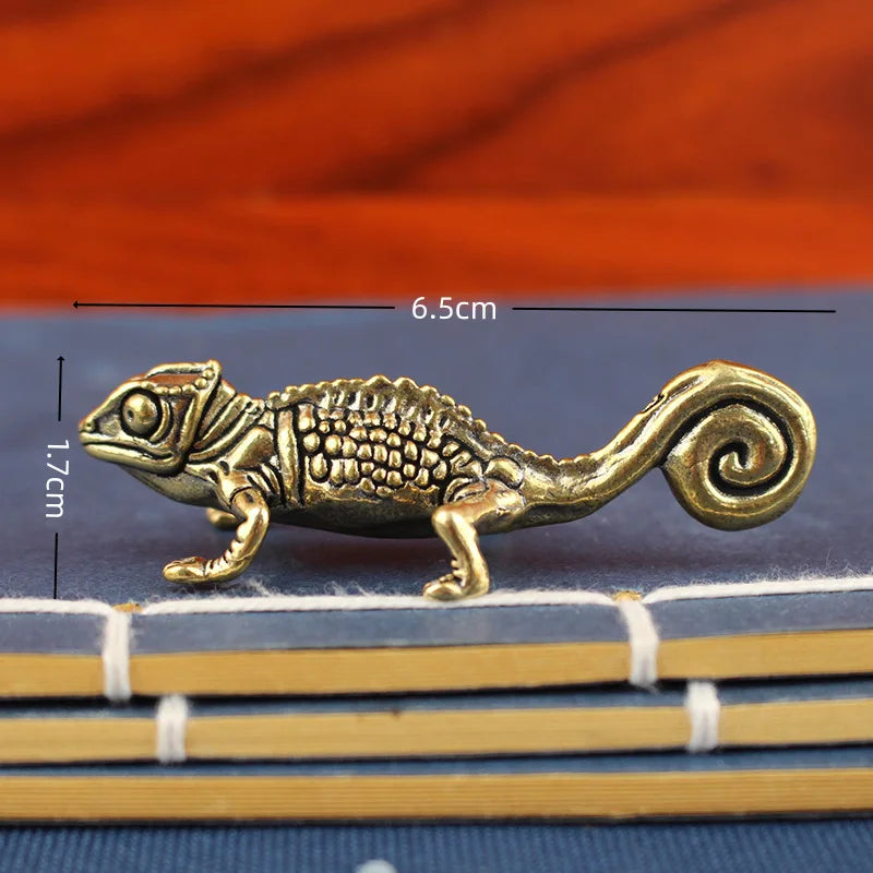 Gecko figure home decor Small Ornaments Antique Brass Animal Figurines Tea Pet Desk Decorations Home Decor Accessories