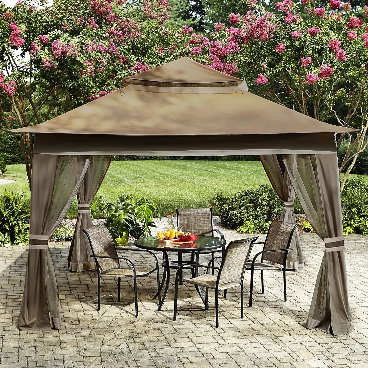 13x13 FT Patio Gazebo Outdoor Pop Up Gazebo with Mesh Walls, Sturdy steel frame, Rainproof and UV resistant Pergola