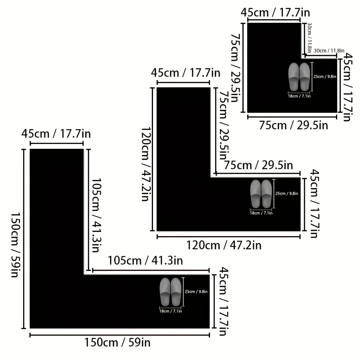 Simple kitchen floor mat L-shaped absorbent carpet restaurant non-slip foot mat home flannel anti-fall floor mat