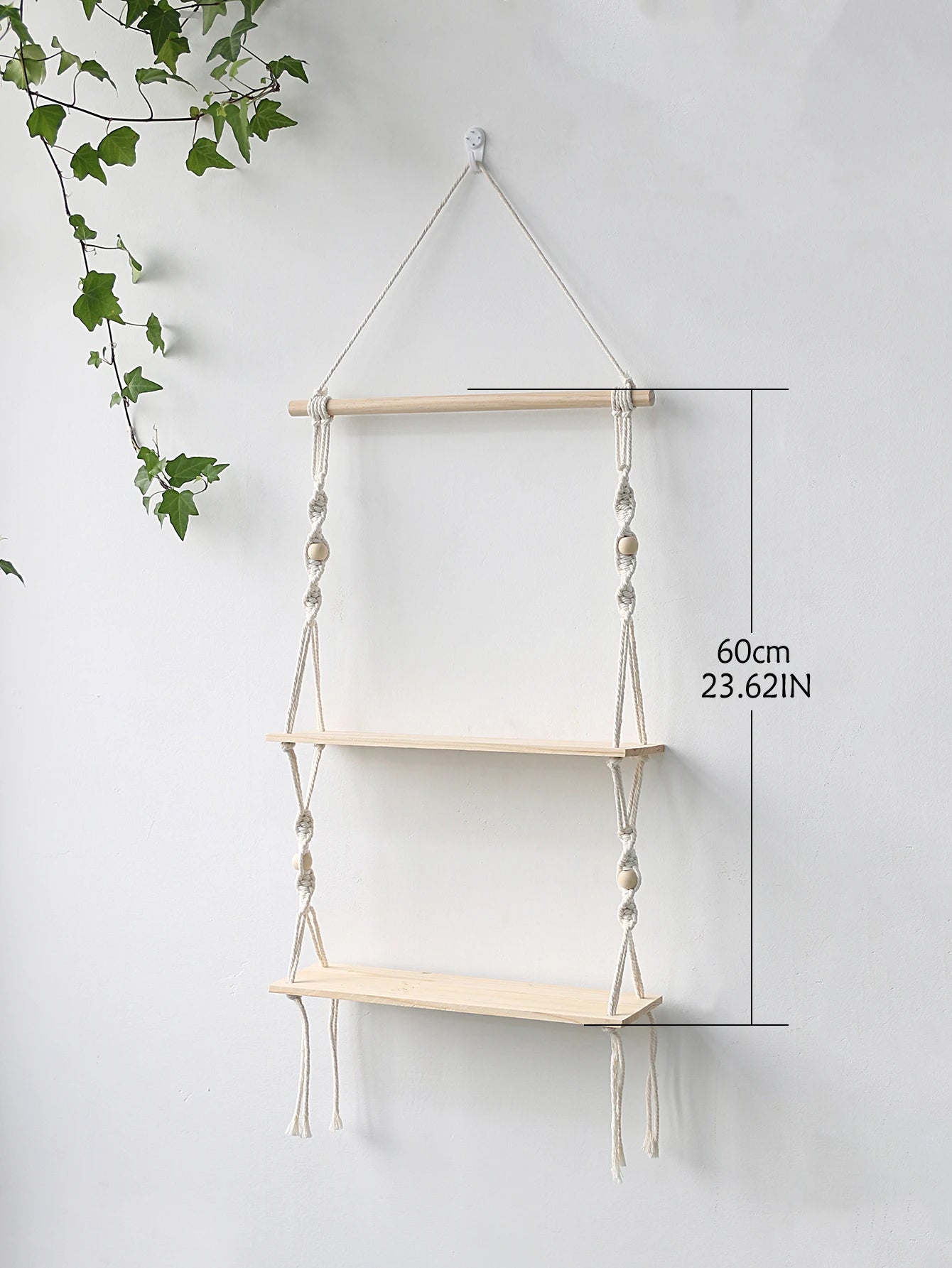 Wooden Wall Shelf Macrame Display Stand Boho Art Home Decoration Floating Shelf Nordic Wall Decor Living Room Nursery Aesthetics