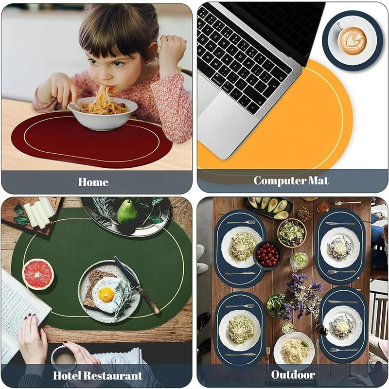 Creative Shapes Placemats,Double-Sided Design Coffee Tea Mat,Nordic Style Kitchen Dining Decor Place Mats,Tableware Pad