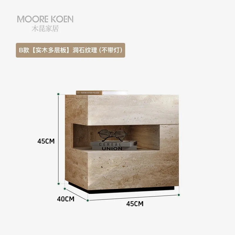 Wabi Sabi Minimalist Nightstands Rectangle Trendy Premium Glam Nightstands Bedroom Hidden Storage Mesilla De Noche Furniture