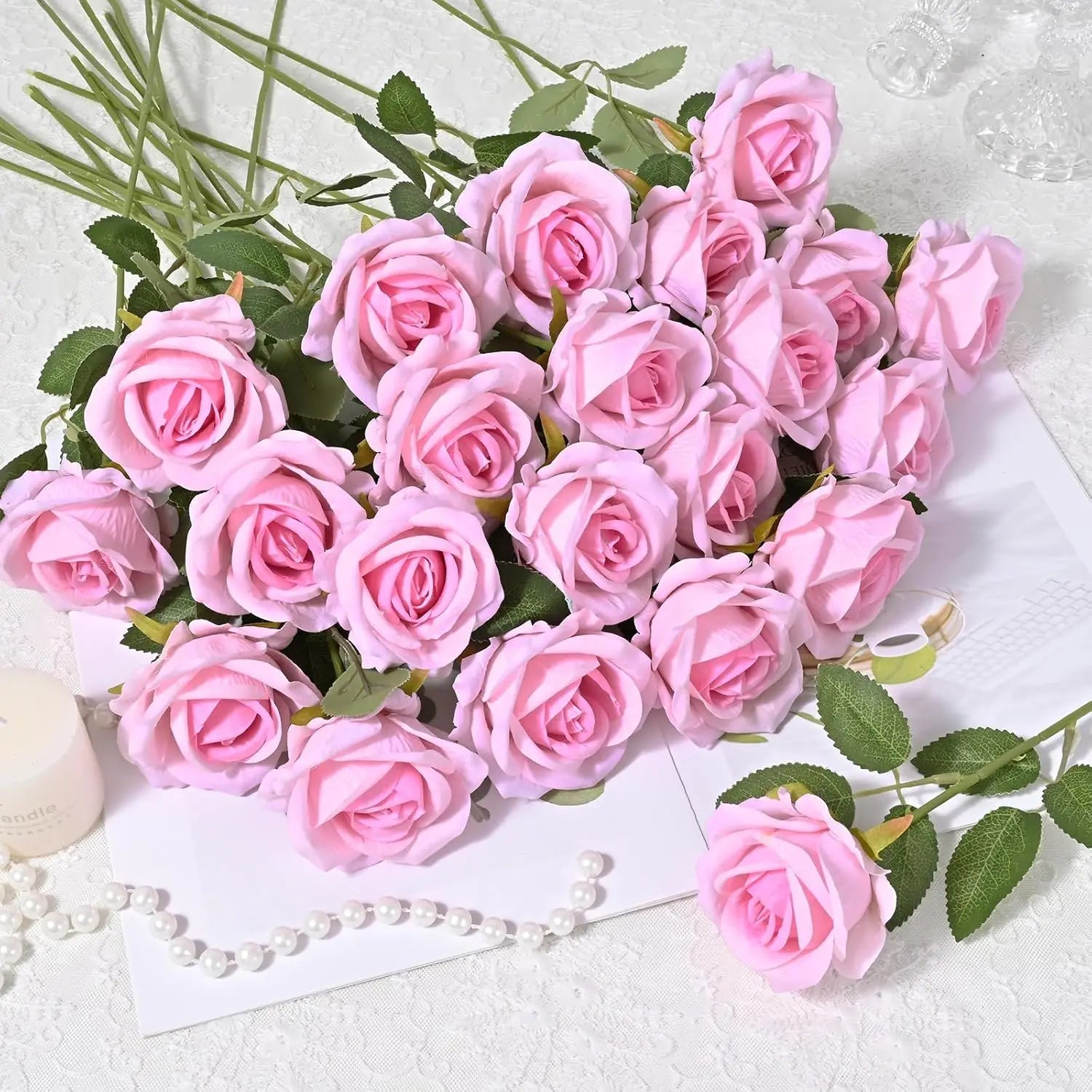 Red Roses Artificial Flowers Bulk Real Touch Velvet Roses Flowers for Wedding Centerpieces Bridal Bouquet Valentines Day Decor