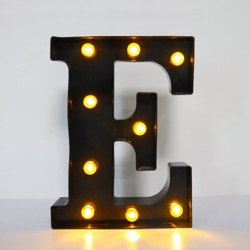 22cm Letters with Led Light Black Alphabet Letter Number Night Light Home Christmas Decoration Birthday Supplies Room Decoration