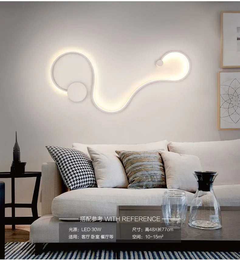 Black Modern Led Wall Sconce Lamp For Bedroom Living Room Hallway Stairs Home Minimalist Long Led Wall Light With Remote Control