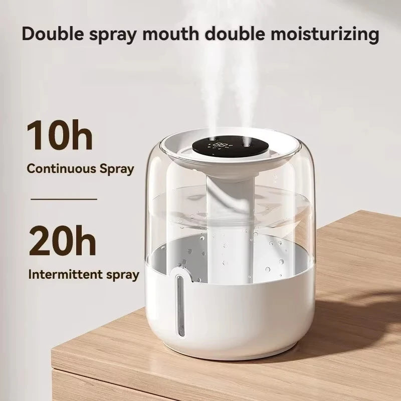 6.8L Large Capacity Humidifier USB Dual Spray Home Office Bedroom Desktop Air Moisturizer Purifier Silent Night Light Diffuser