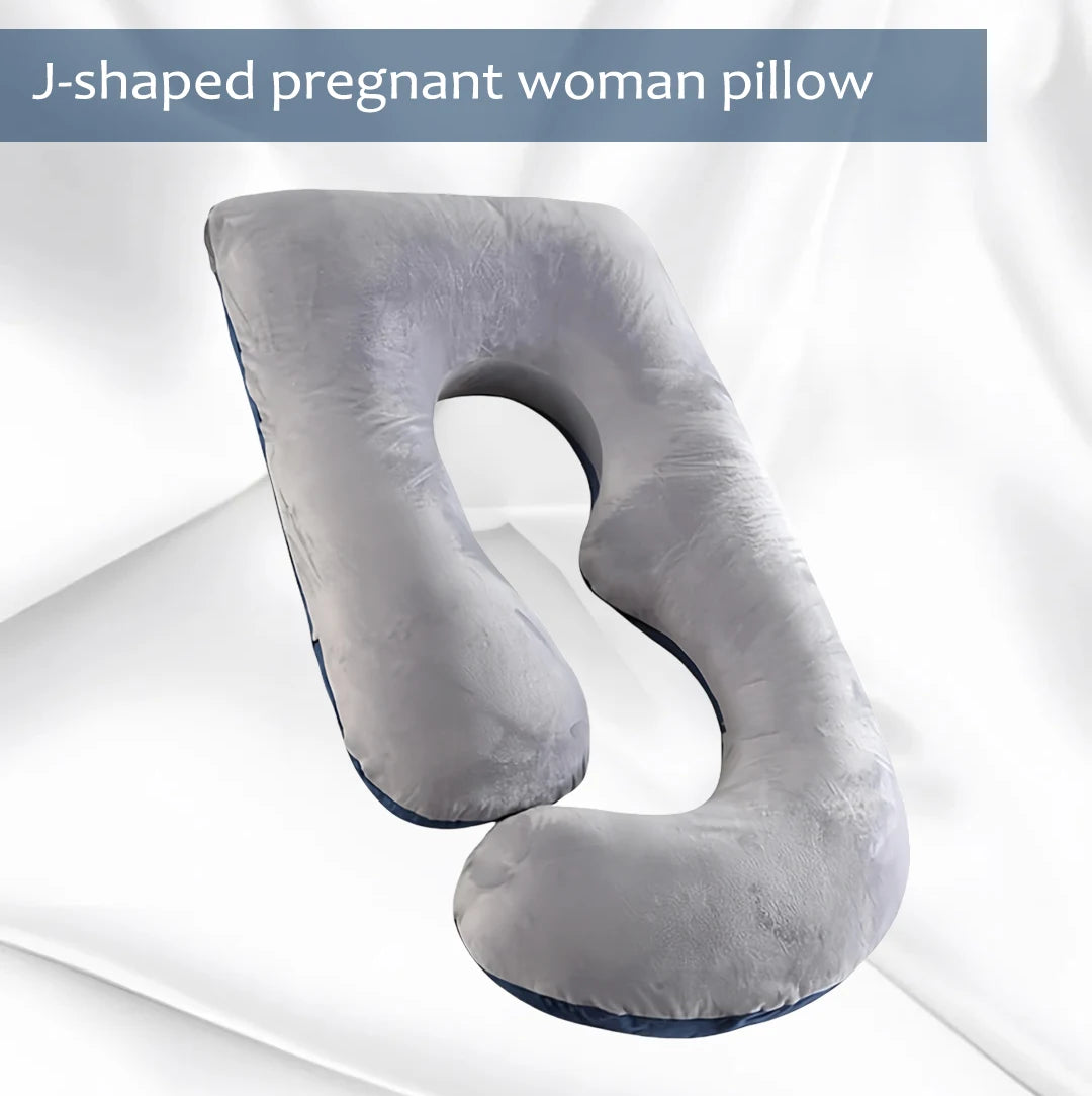 A Multi-Functional Crystal Velvet Pregnancy Pillow with Multiple Colors Available, Waist Protection Side Sleeping Pillow, Removable and Washable J-Shaped Belly Support Pregnancy Pillow, Holiday Gift
