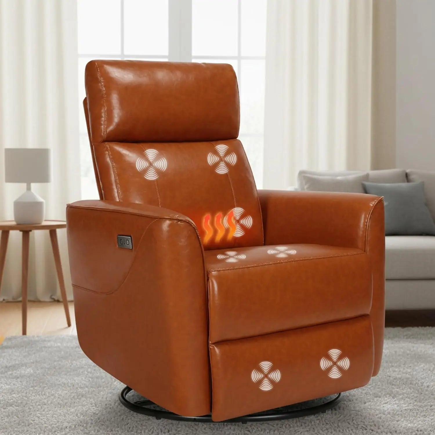 Power Recliner Chair, Swivel Recliner Chair for Adults, Glider Recliner Nursery Chair with Massage and Heat