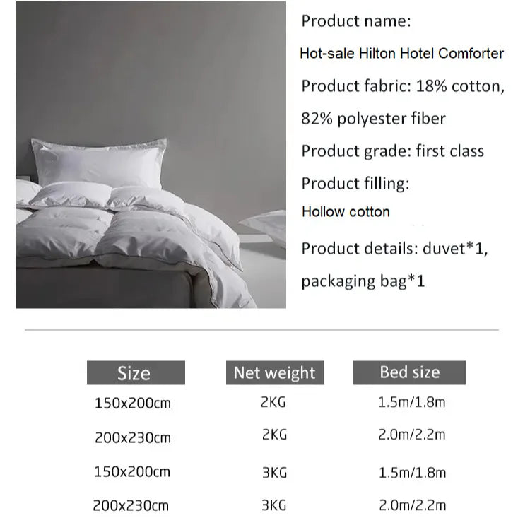 Hilton Down Comforter 5Star Hotel Quality Double Bed Quilt Luxury Gift for Couples Hilton quilt winter quilt warm thick quilt