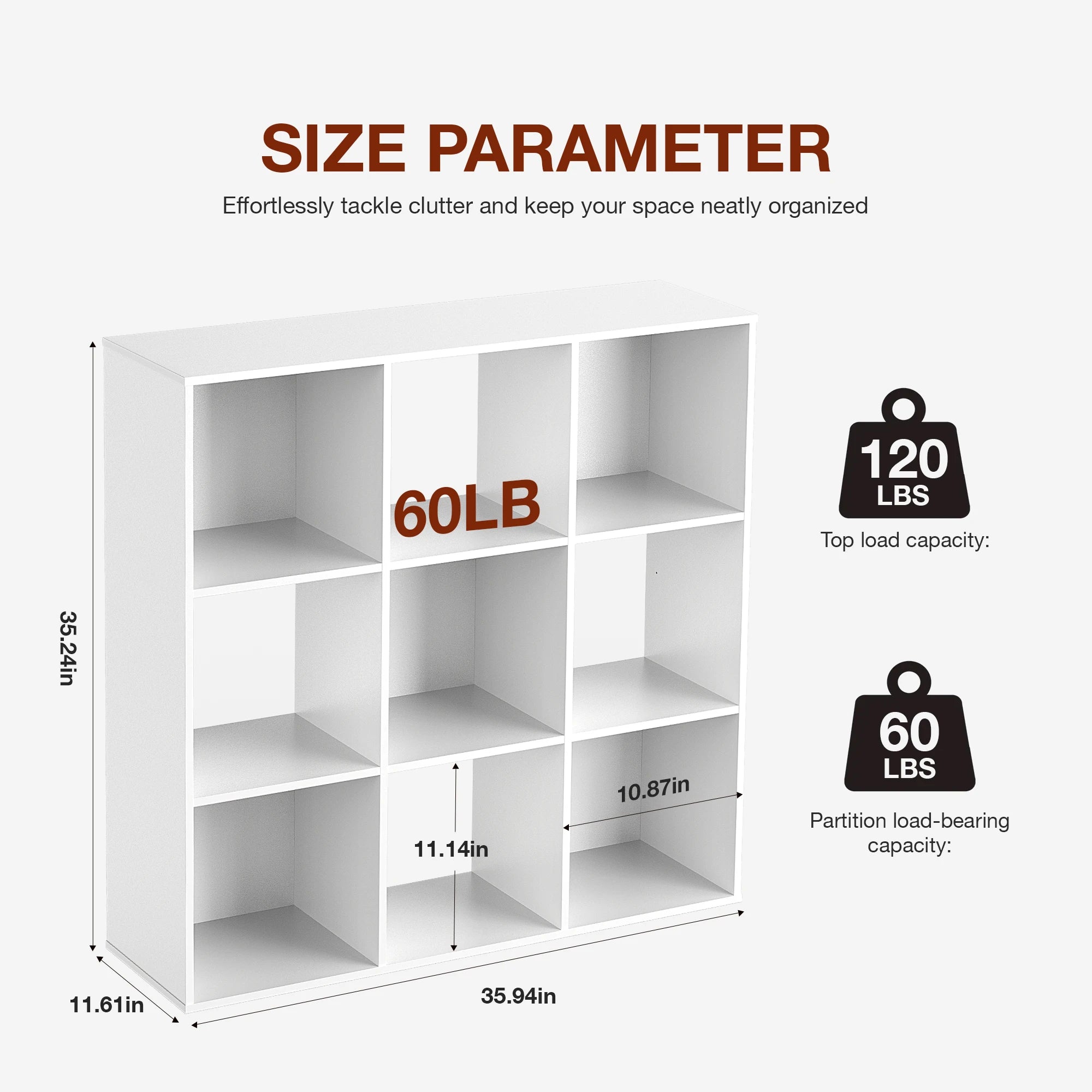 9 Cube Wooden Storage Organizer Shelf – Open Bookcase for Living Room & Home Office