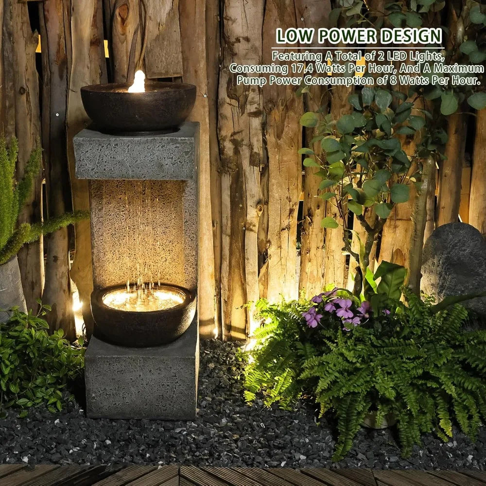 Waterfall Fountain Outdoor Garden Decor for Patio, Backyard, Deck, Porch and Home Art Decor, Outdoor Fountains and Waterfalls