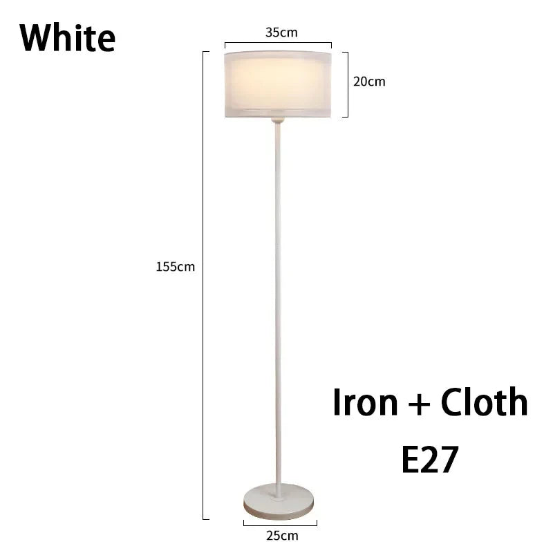 LED Modern Creative Circular White Black Fabric Lampshade Floor Lamp Living Room Bedroom Home Indoor Atmosphere Decoration Light