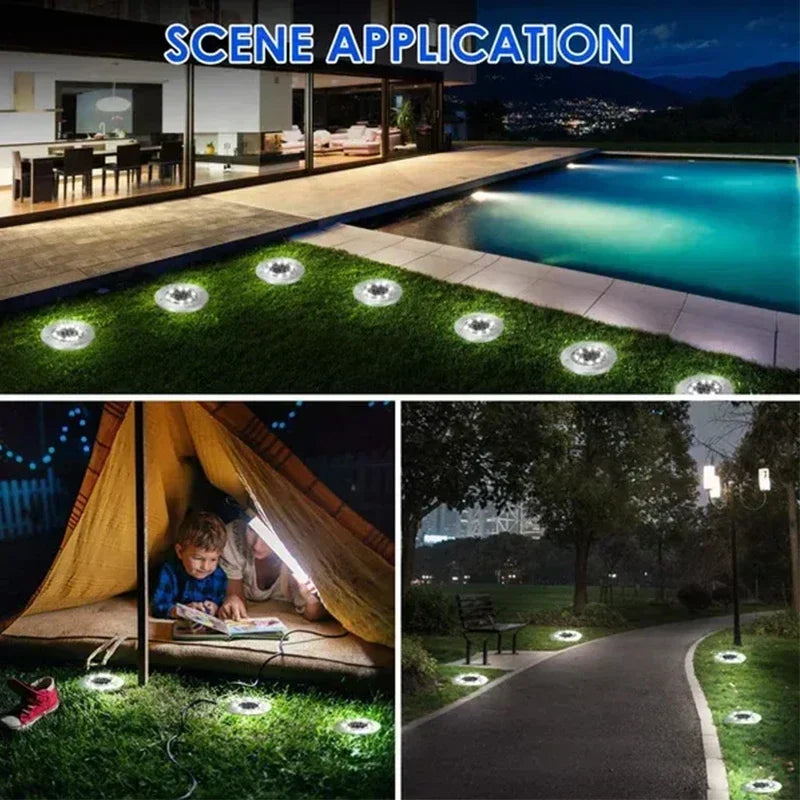 Solar Underground Disk Lights – Outdoor LED Ground Lights (1 / 4 / 8 Pack)