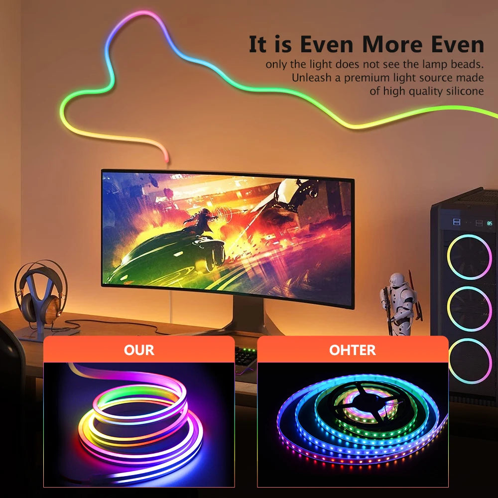 RGBIC Neon Rope Light – 10 m LED Strip with Chasing Effect
