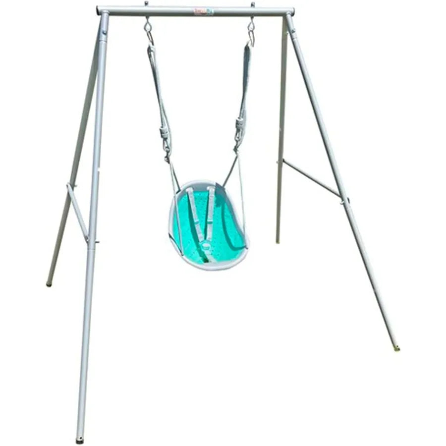 Sweeng Child Swing with Frame – Portable Outdoor Backyard Play Set (Aqua)
