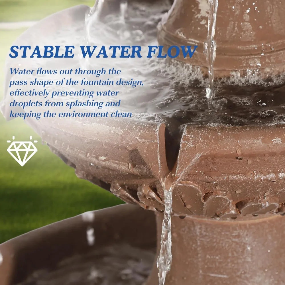 Italian Outdoor Water Fountains Garden Decor, 48.4''H Fountains and Waterfalls Outside, Large Cascading Indoor Floor-Standing