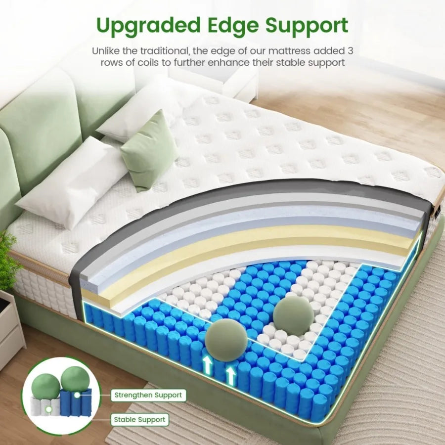 California King Mattress [Enhanced] 12 Inch Medium Firm Hybrid Cal King Mattress Memory Foam Mattress in a Box with Independent