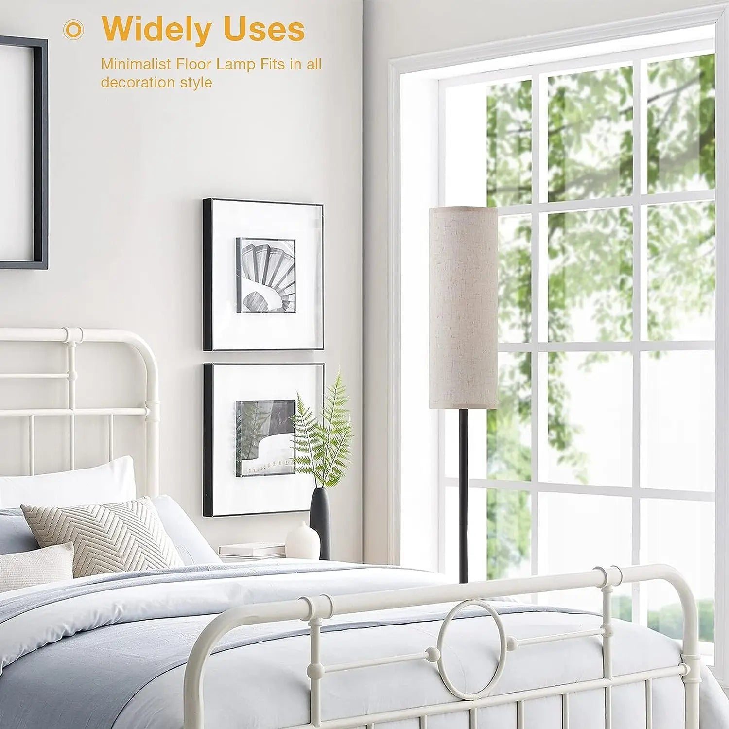 Modern Luxury Floor Lamp With Foot Switch Stepless Dimmer Tall Standing Lamp Fabric lampshade for Bedroom Living Room Office