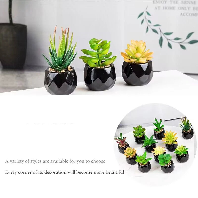 Artificial Succulent Bonsai Plants With Pottery Pot For Room Decoration Office Table Home Garden Decor